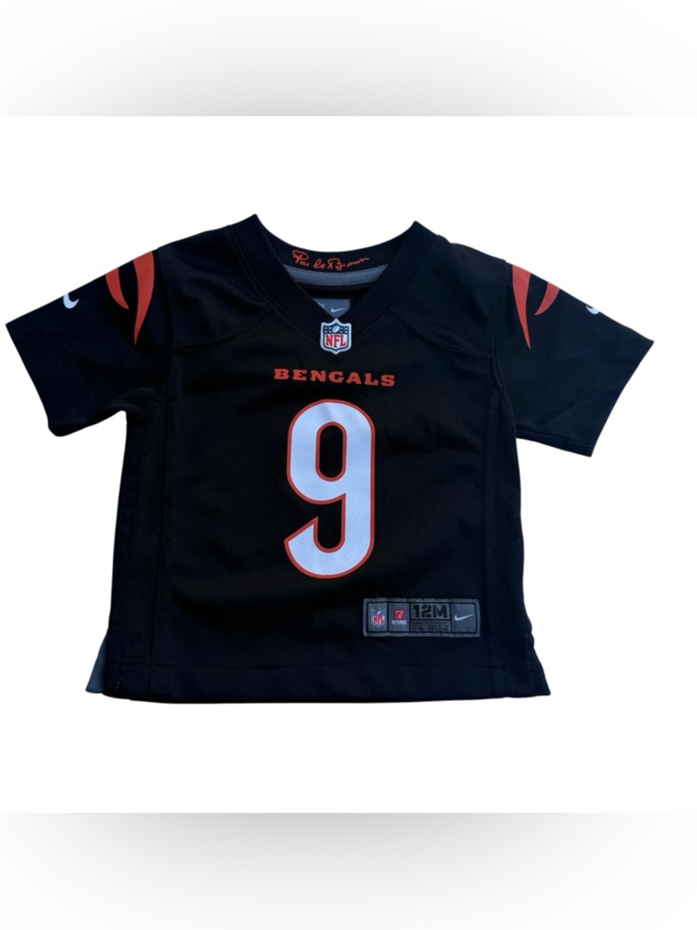 Nike Joe Burrow Cincinnati Bengals Black Game Jersey, sized 12 months
